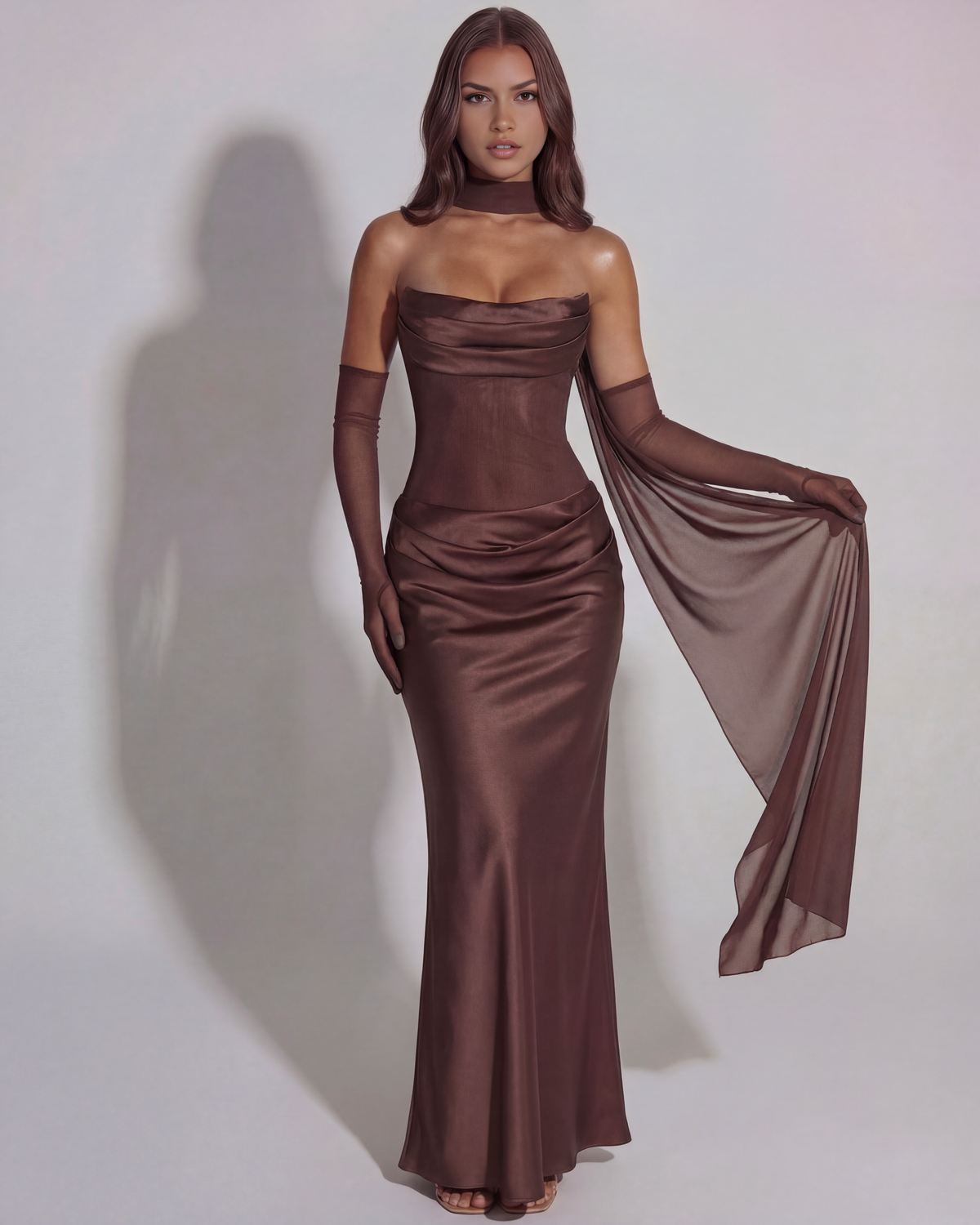 Vittoria — vestido en color marrón · Novah Collection [color:Marrón]