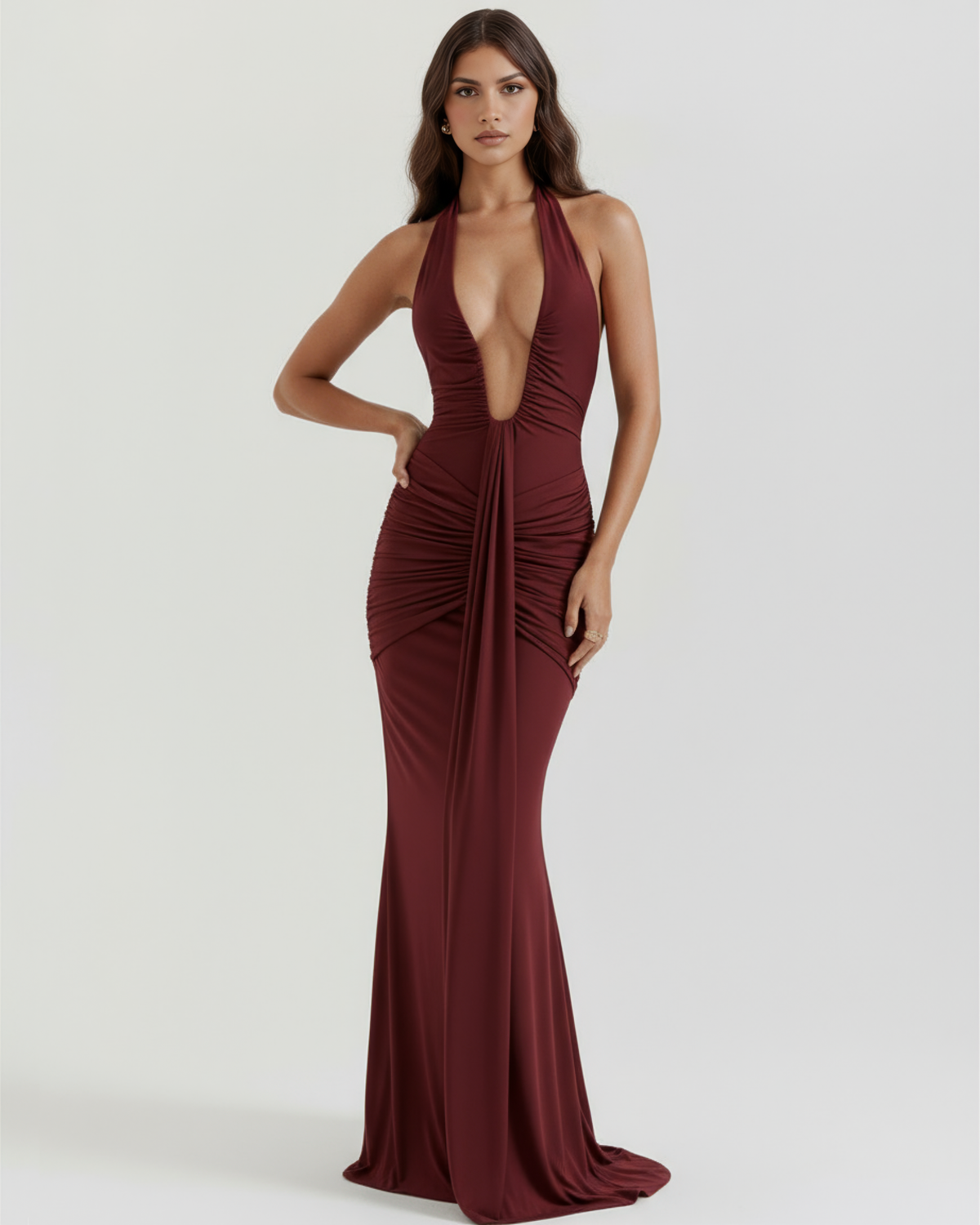 Ariel — vestido en color burdeos · Novah Collection [color:Burdeos]