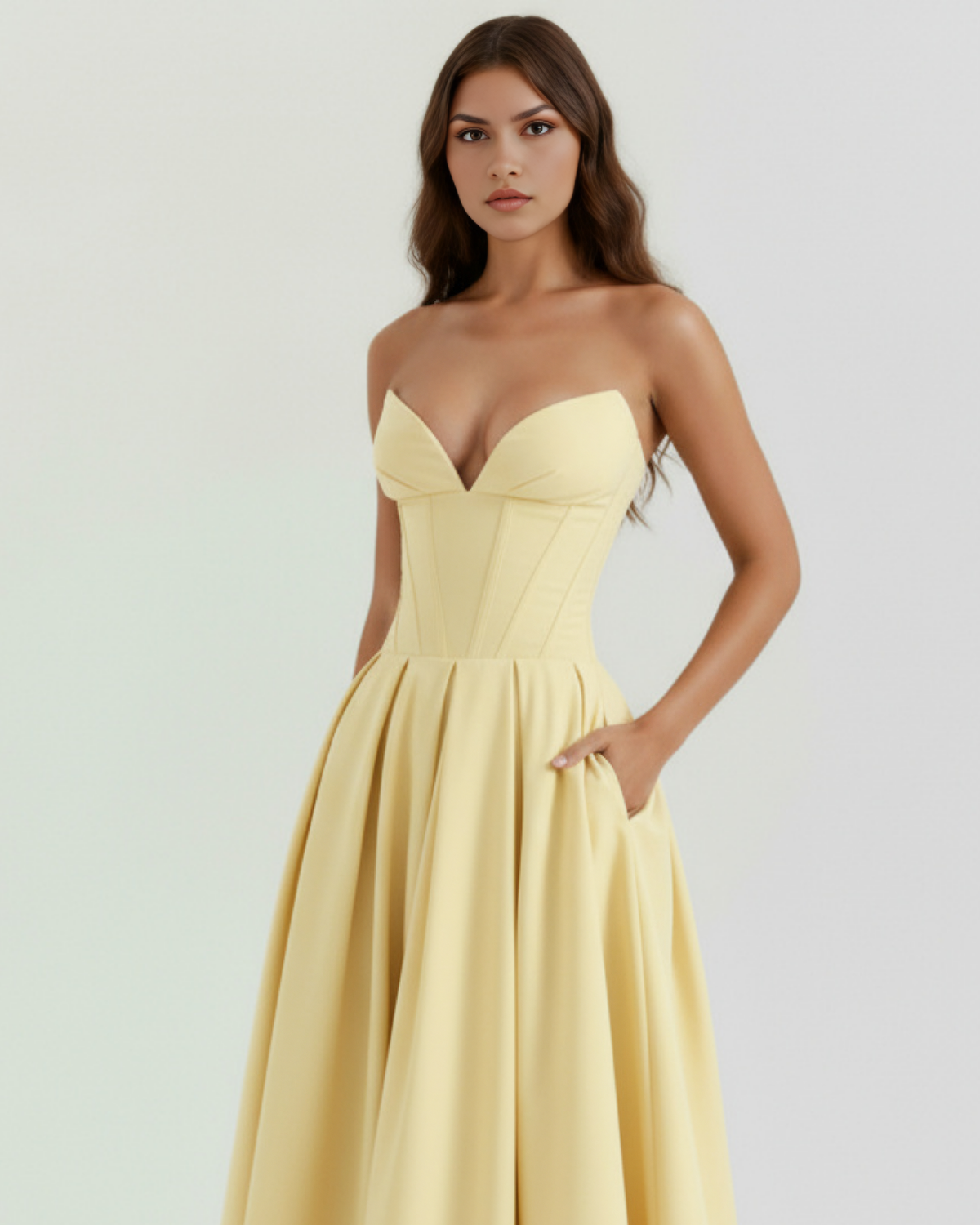 Amalfi — vestido en color amarillo claro · Novah Collection [color:Amarillo Claro]