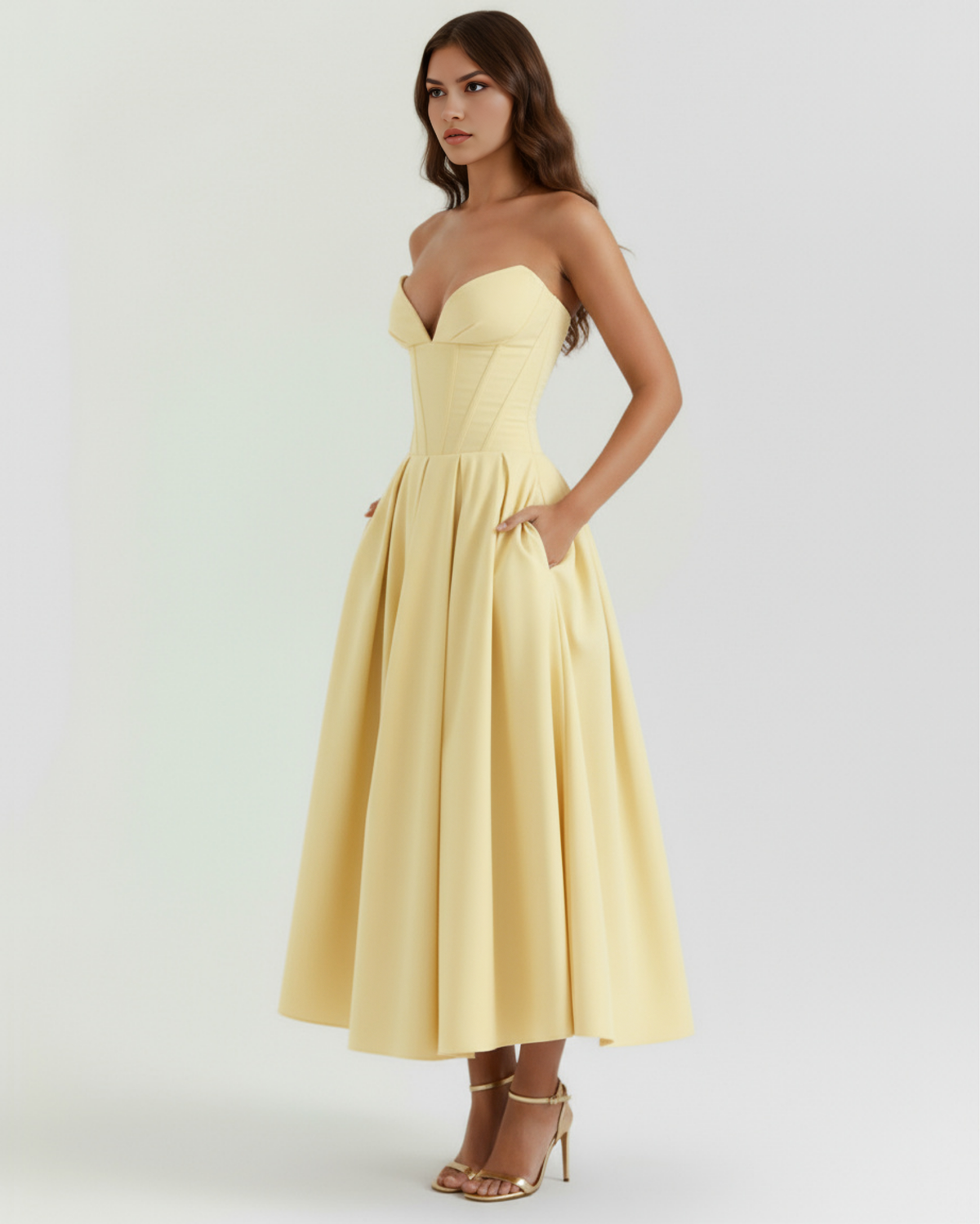 Amalfi — vestido en color amarillo claro · Novah Collection [color:Amarillo Claro]