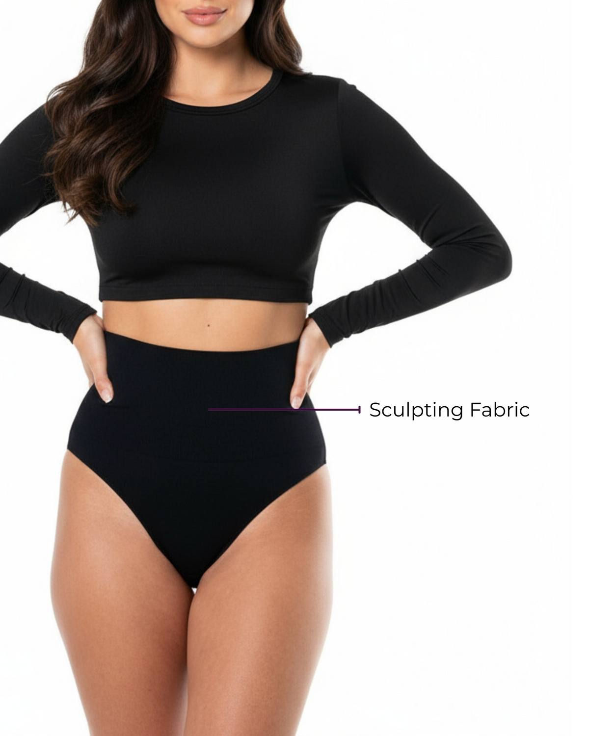 High-Waisted Thong — prenda moldeadora en color negro · Novah Collection [color:Negro]