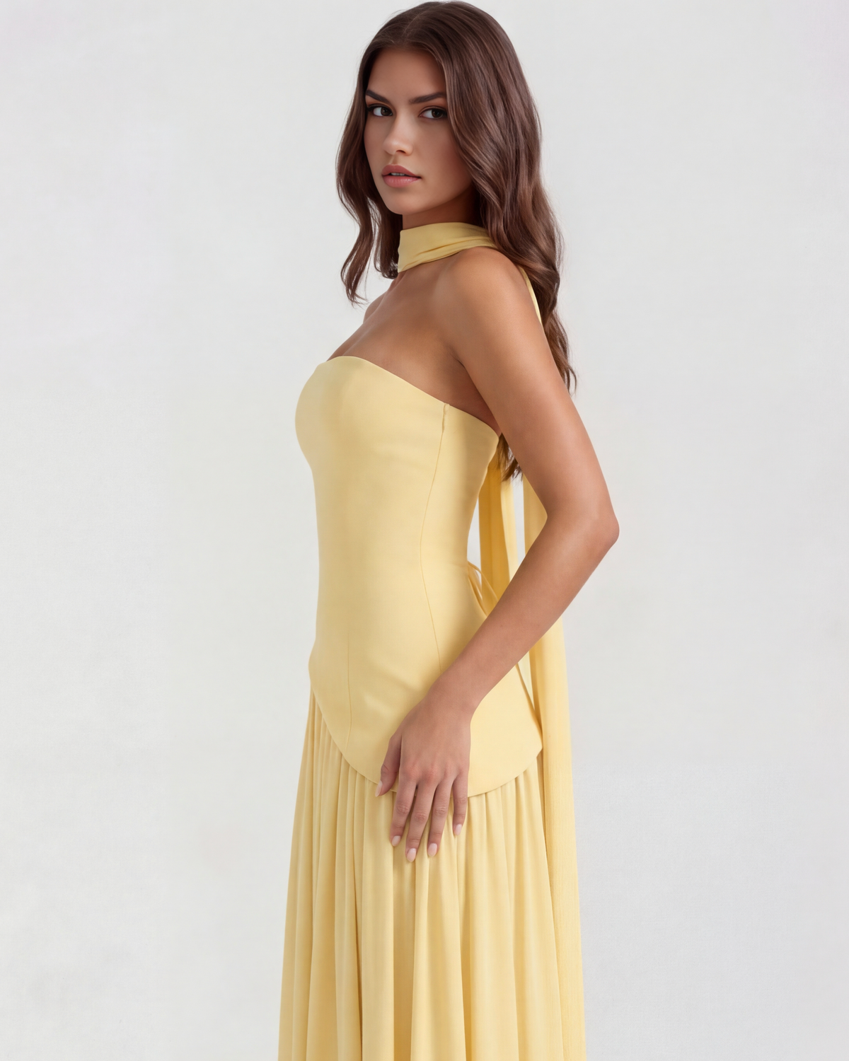 Serena — vestido en color amarillo mantequilla · Novah Collection [color:Amarillo Mantequilla]
