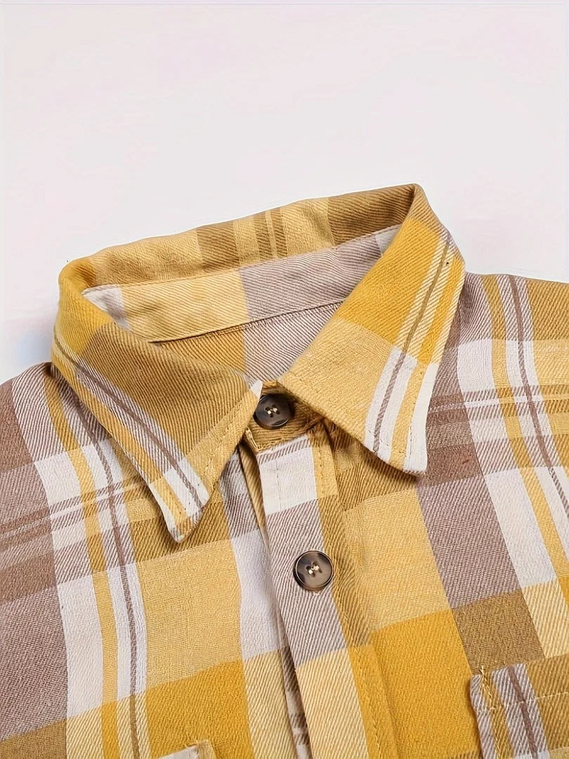 Inés — Camisa de cuadros en color amarillo
· Novah Collection
 [color:Amarillo]