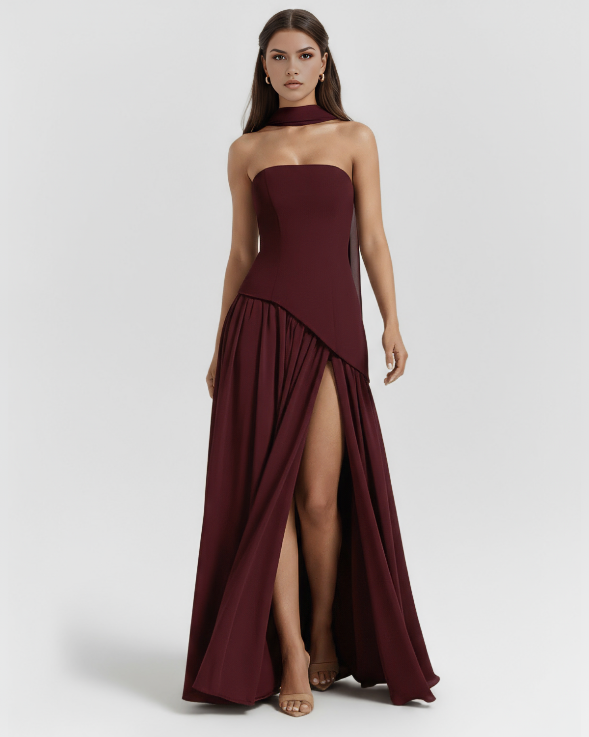 Serena — vestido en color burdeos · Novah Collection [color:Burdeos]