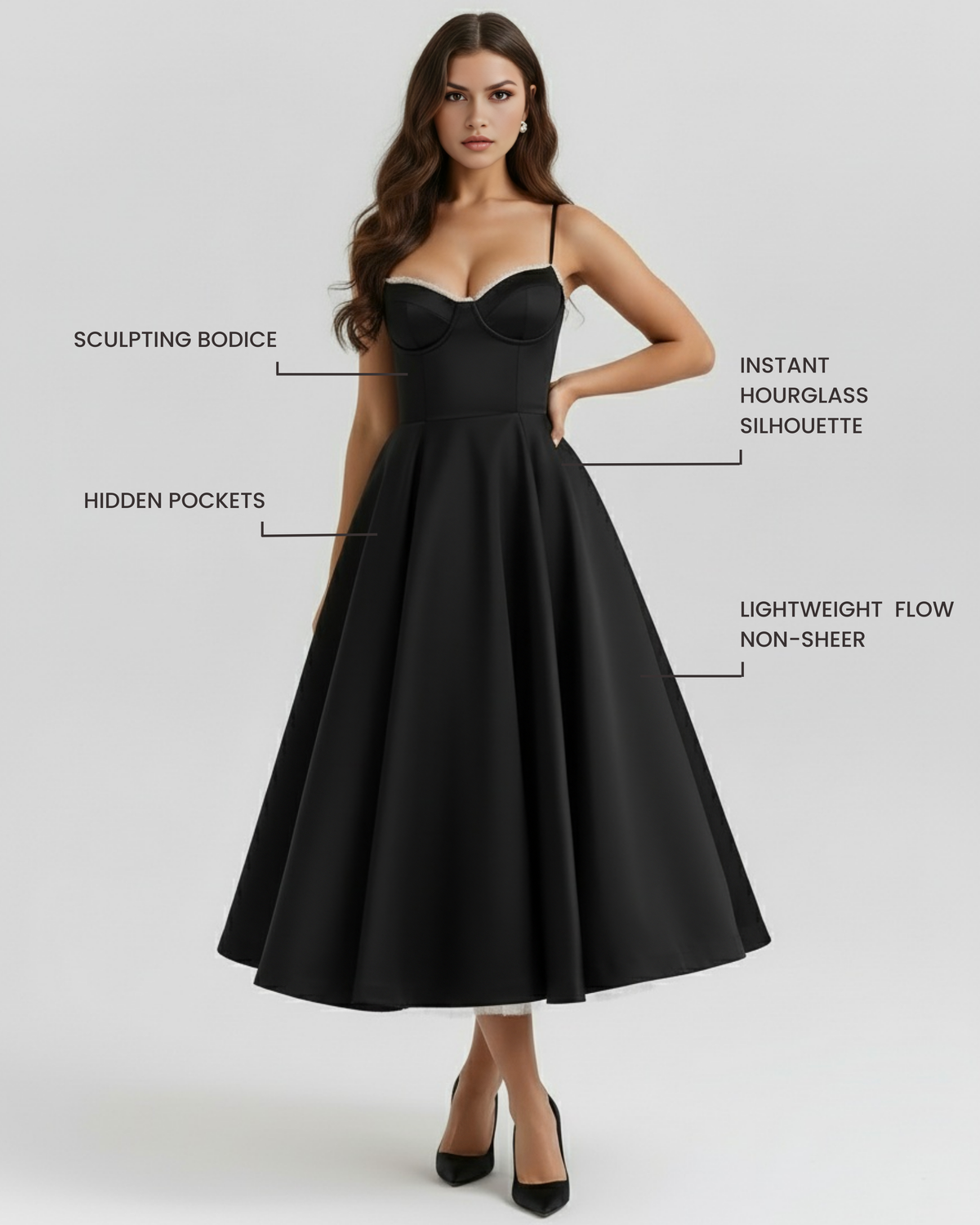 Selene — vestido en color negro · Novah Collection [color:Negro]