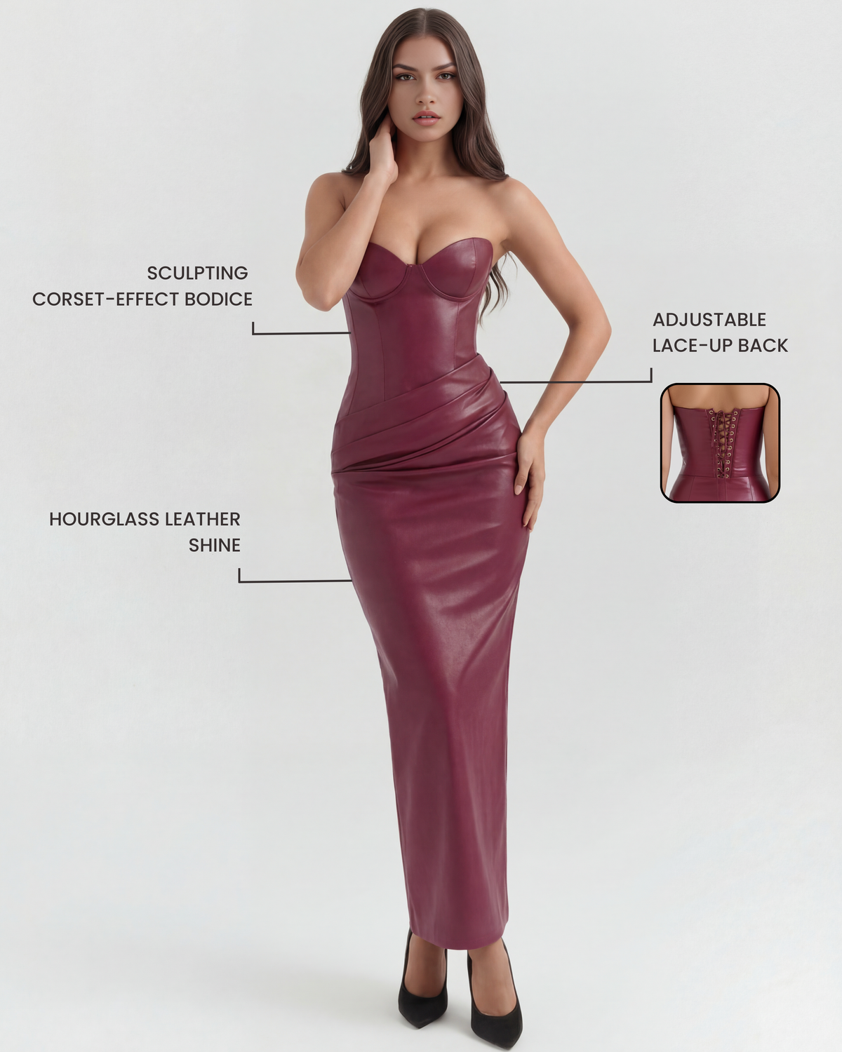 Vanessa — vestido · Novah Collection [color:Burdeos]