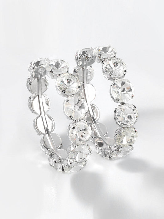 Terra Diamante Hoop Earrings — pendientes en color plateado · Novah Collection [color:Plateado]
